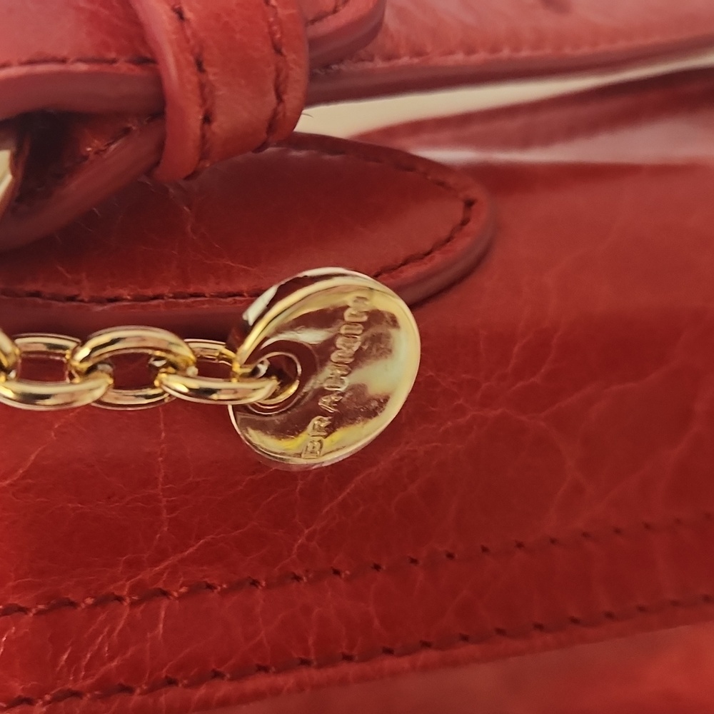 Brahmin Blair Eisenhower Shoulder Bag/Crossover Candy Apple Red Leather Holiday - Picture 7 of 17
